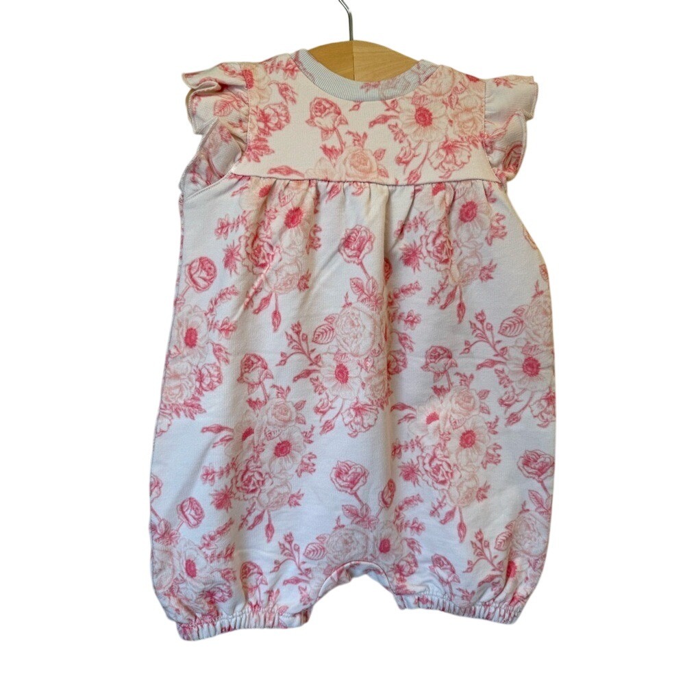 NWT Splendid Infant Girl's Floral Romper Ruffle Sleeve Rose Pink - 6-9 mos - Picture 2 of 5